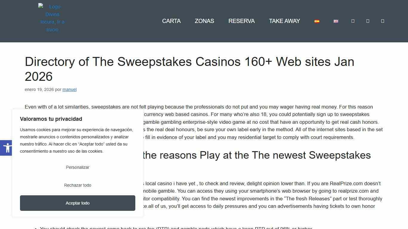 Directory of The Sweepstakes Casinos 160+ Web sites Jan 2026 Restaurante Divina Locura